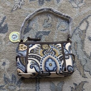 NWT Spartina 449 Juliette Simple Zip linen & leather